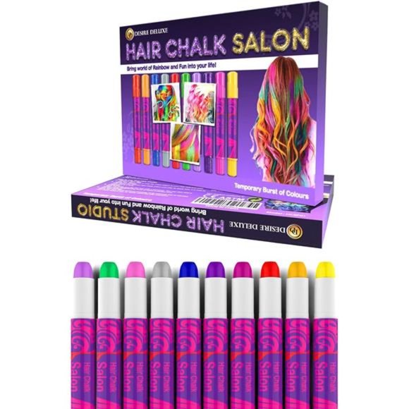 Hair Chalk for Girls Makeup Kit of 10 Temporary Colour Pens Gifts, Great Toy - Picture 2 of 6